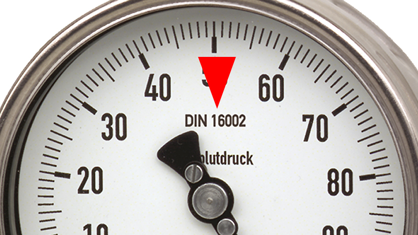 Standard dla manometrów ciśnienia absolutnego: DIN 16002